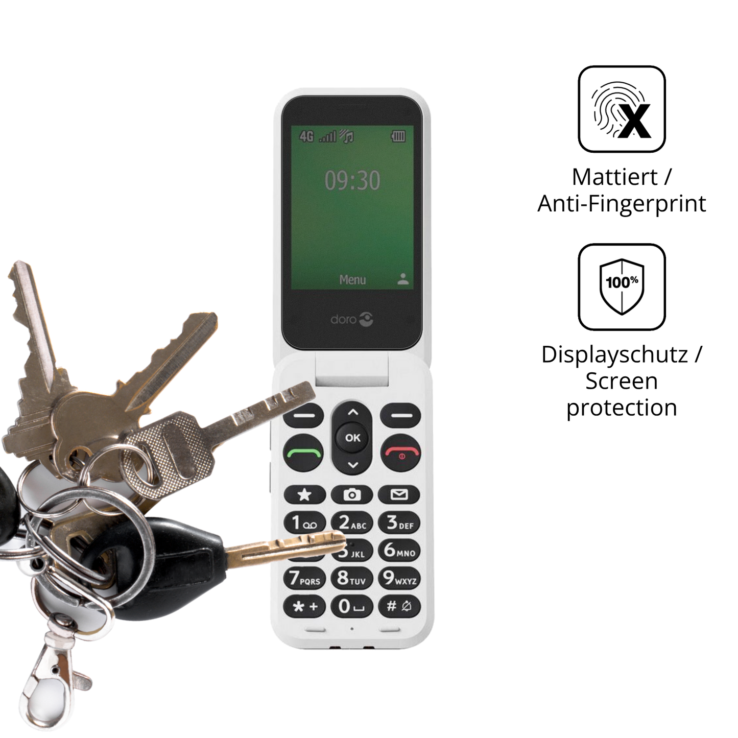 dipos Displayschutz für Doro Leva E22, mattierte Oberfläche, Blickschutzfilter und perfekter Passform