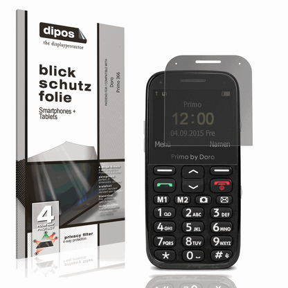Blickschutzfolie von dipos passend für Doro Primo 366, präziser Zuschnitt und blasenfrei montiert