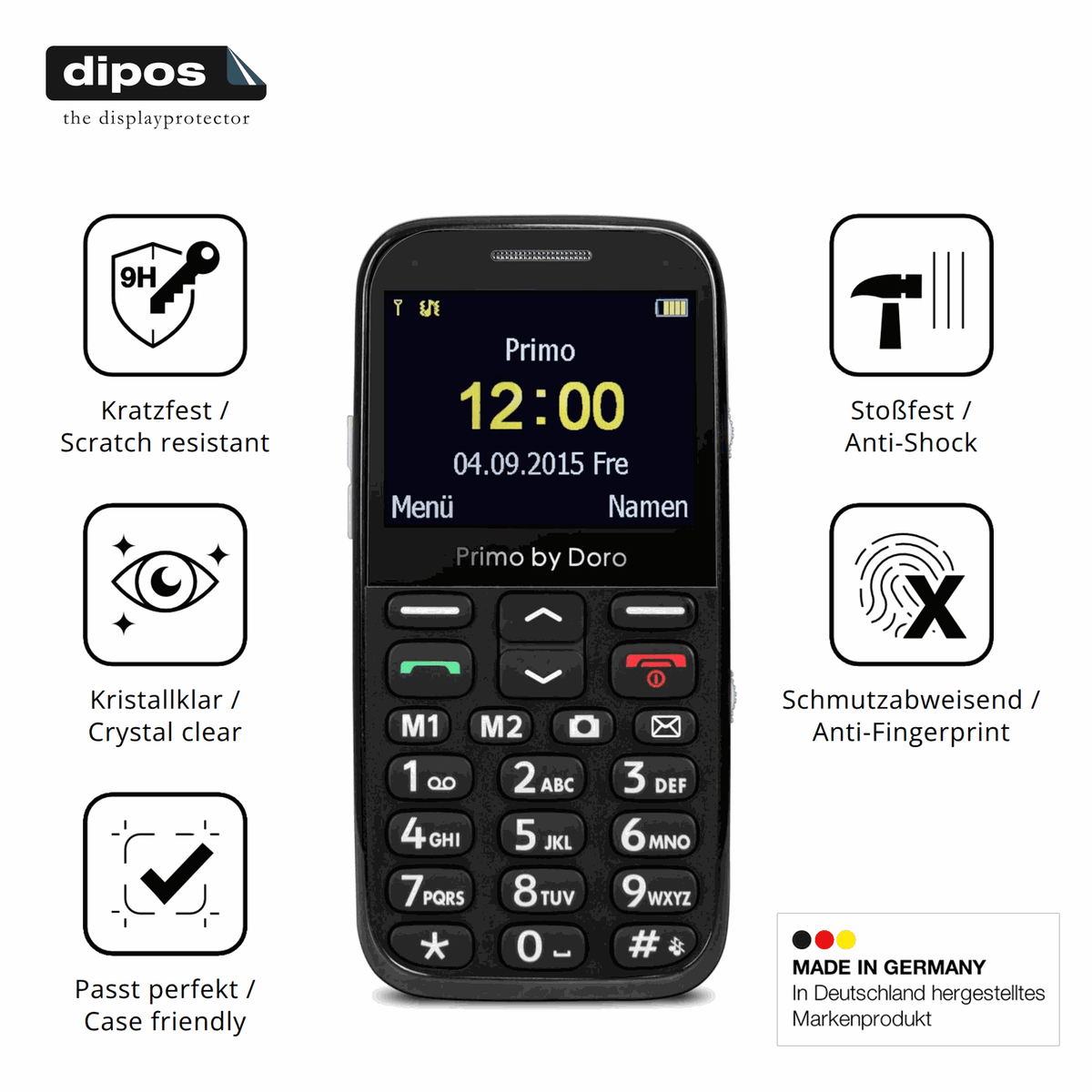2x Screen Protector for Doro Primo 366 Flexible Glass 9H dipos