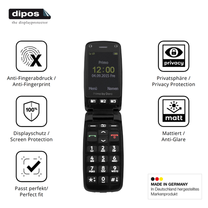 Privatsphäre-Schutz durch Sichtschutz-Folie passend zugeschnitten für Doro Primo 406