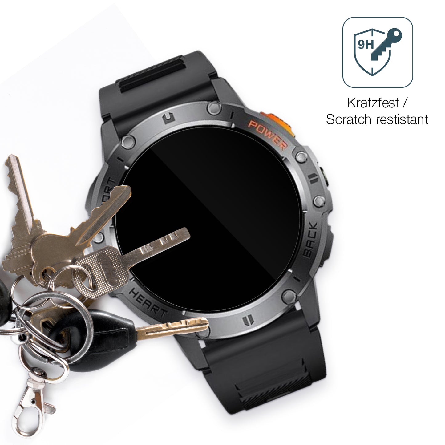 dipos Displayschutz für Dremac 1.43 Zoll Smartwatch, transparente Oberfläche, perfekte Passform auch für die Rundungen