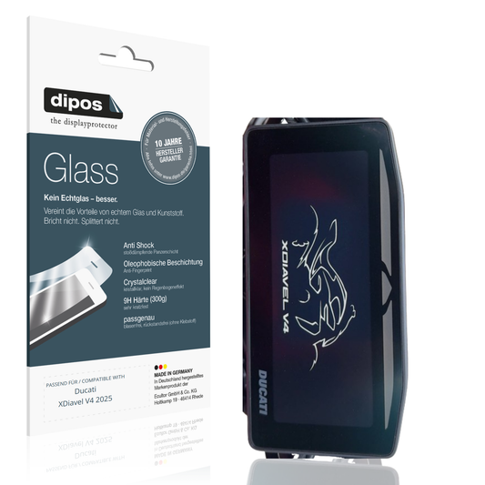 Klare Displayschutzfolie von dipos passend für ducatixdiavel v4 2025, 9H kratzfest und blasenfrei montiert