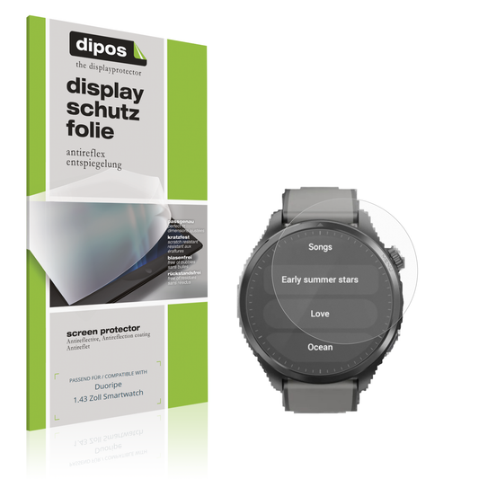 Matte Displayschutzfolie von dipos passend für Duoripe 1.43 Zoll Smartwatch, präziser Zuschnitt und blasenfrei montiert