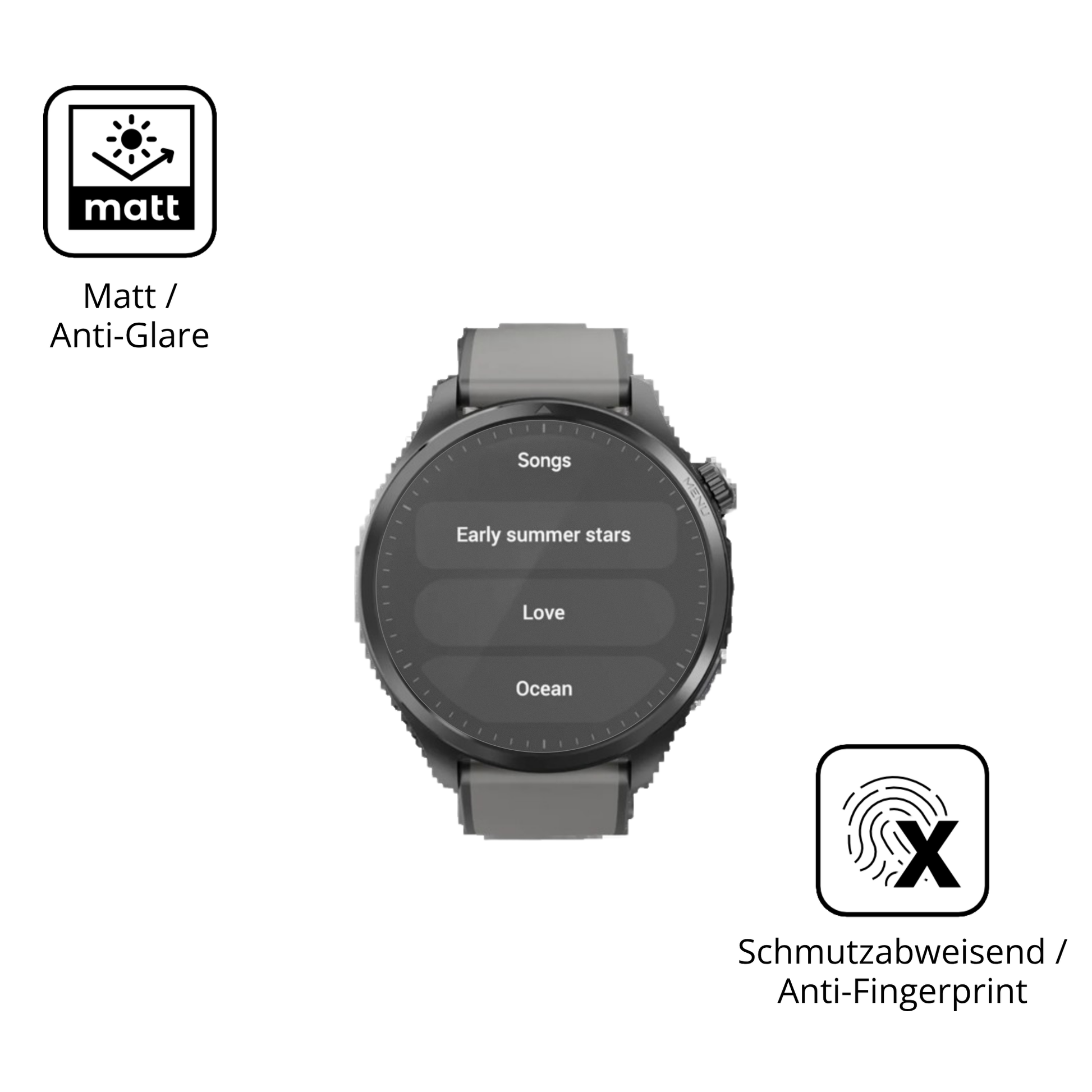 Dünne und entspiegelnde Folie passend zugeschnitten für Duoripe 1.43 Zoll Smartwatch