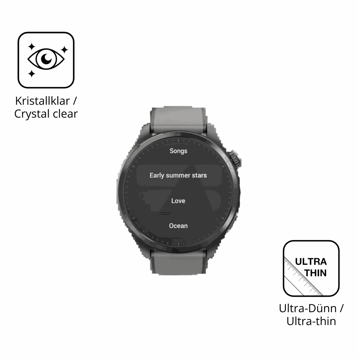 Dünne und klare Folie passend zugeschnitten für Duoripe 1.43 Zoll Smartwatch