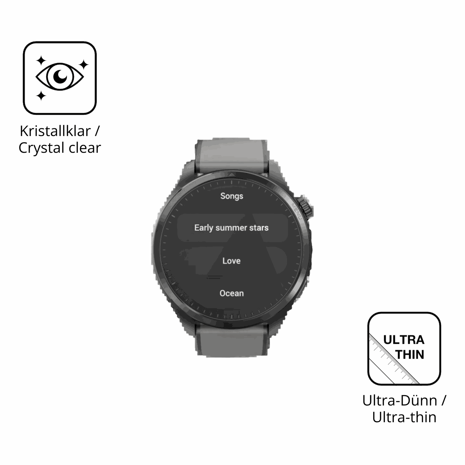 Dünne und klare Folie passend zugeschnitten für Duoripe 1.43 Zoll Smartwatch