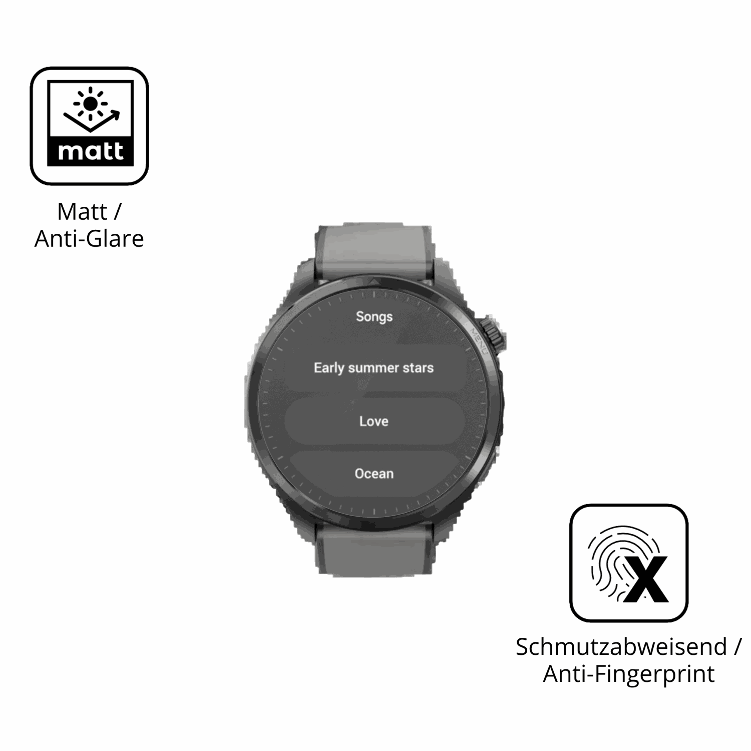 9H Hartbeschichtete, flexible Folie passend zugeschnitten für Duoripe 1.43 Zoll Smartwatch