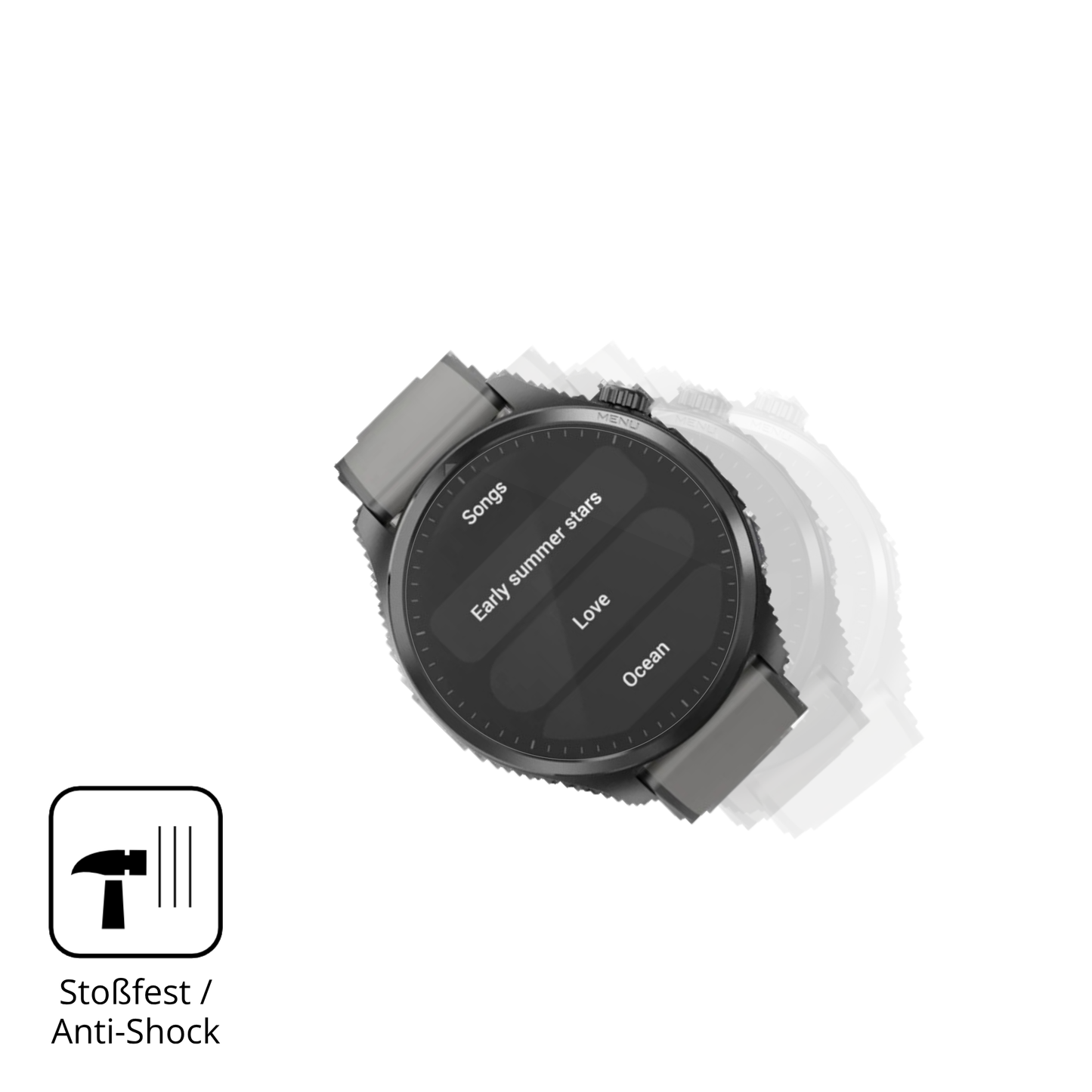 Schutz gegen Kratzer auf dem Duoripe 1.43 Zoll Smartwatch Glas durch Schlüssel, Stöße gegen die Tischkante oder Stürze