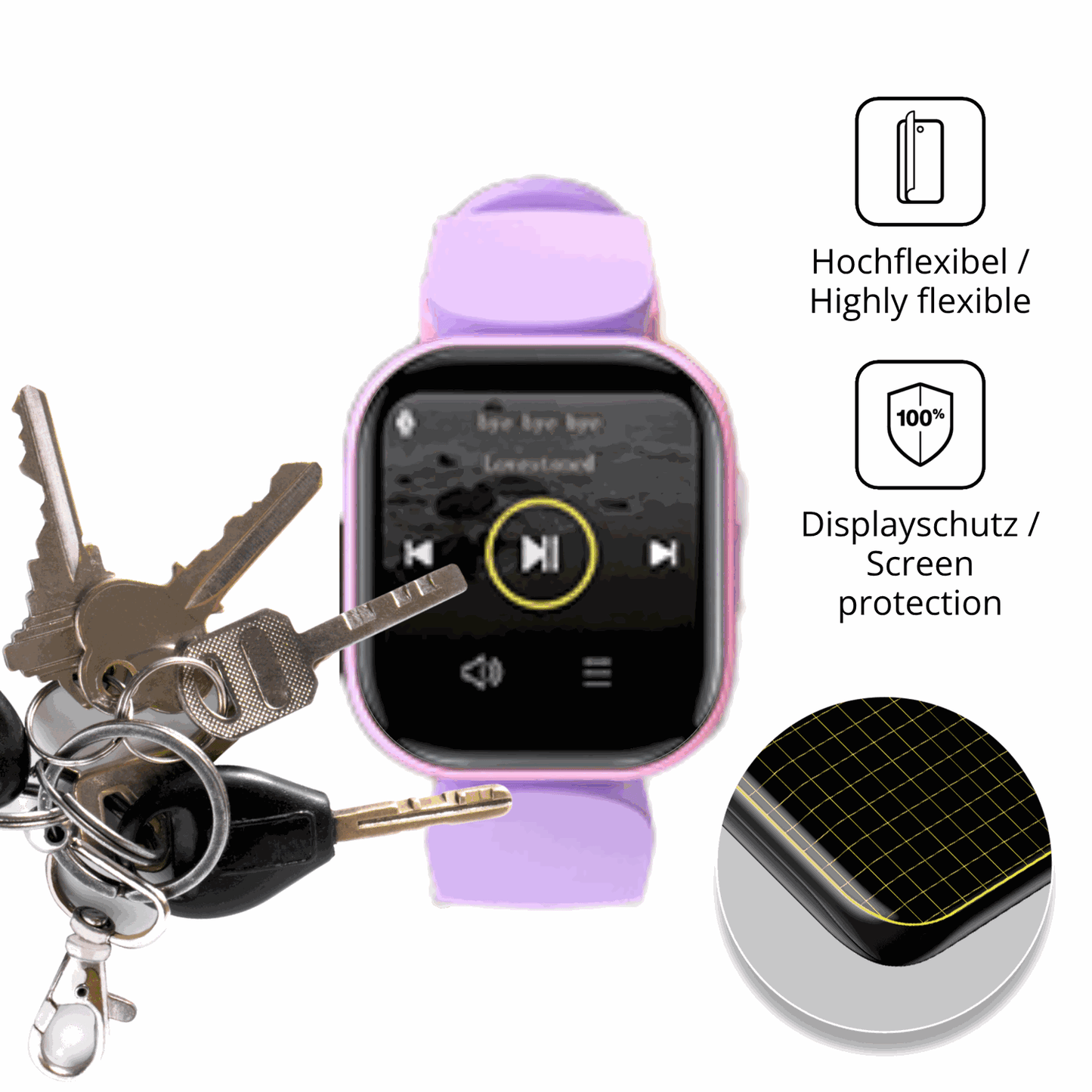 dipos Displayschutz für Dwfit H39, transparente Oberfläche, geringe Dicke und perfekte Passform
