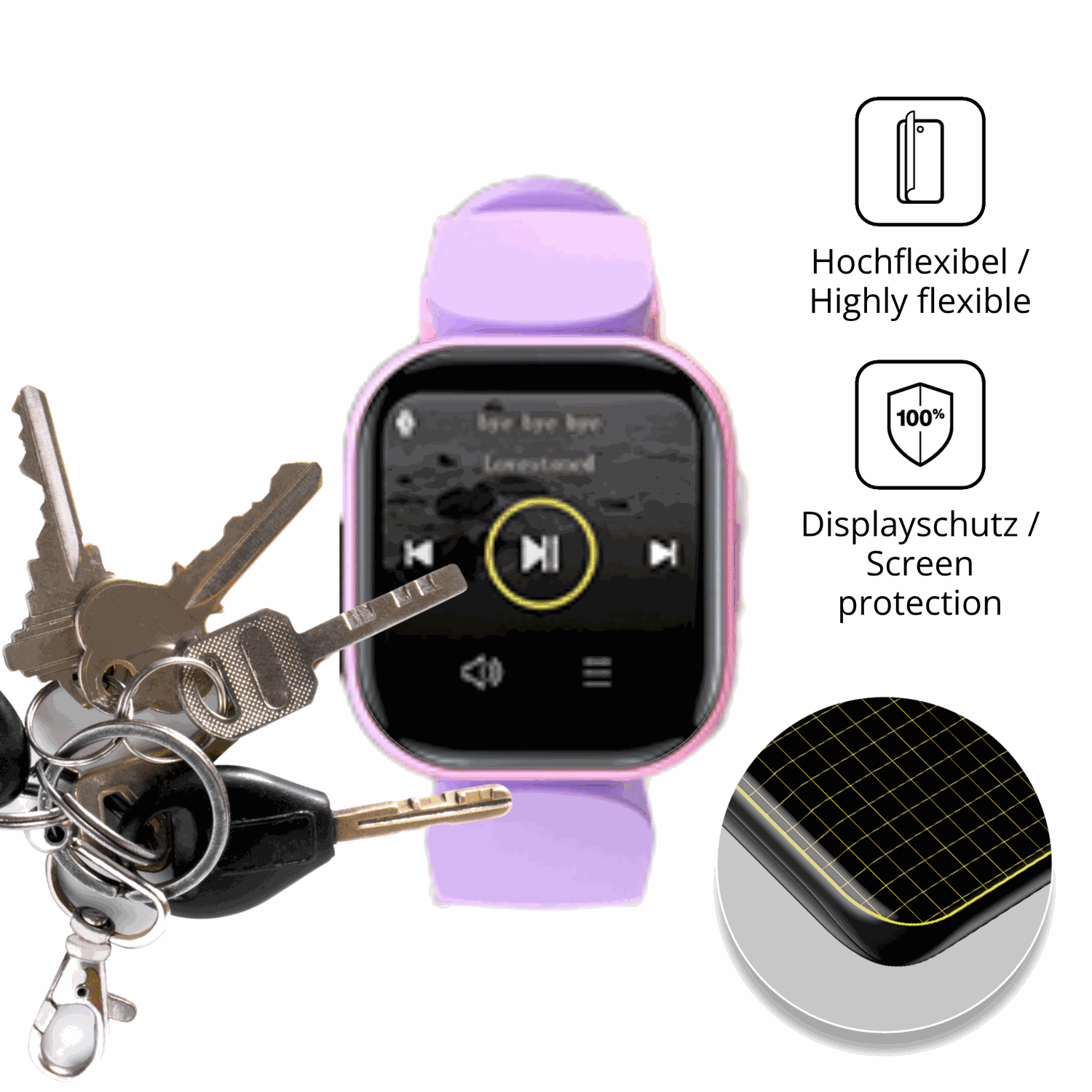dipos Displayschutz für Dwfit H39, transparente Oberfläche, geringe Dicke und perfekte Passform