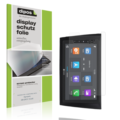 Matte Displayschutzfolie von dipos passend für Dynavin D8-DF31 9 Zoll, präziser Zuschnitt und blasenfrei montiert
