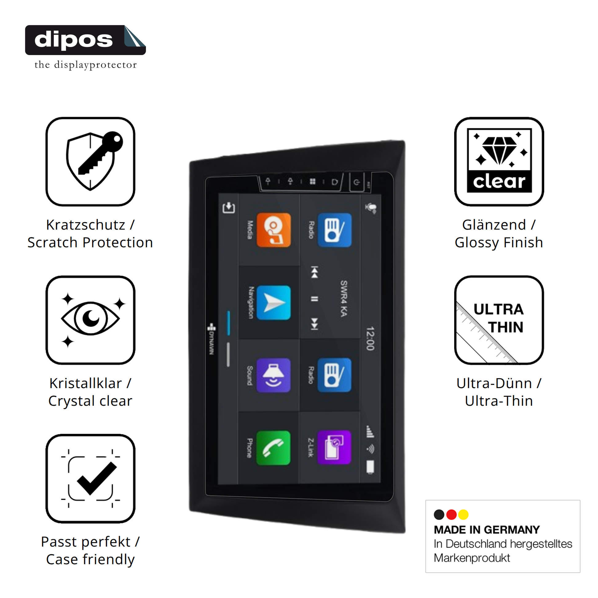Displayschutz hergestellt in Deutschland, höchste Qualität made in Germany