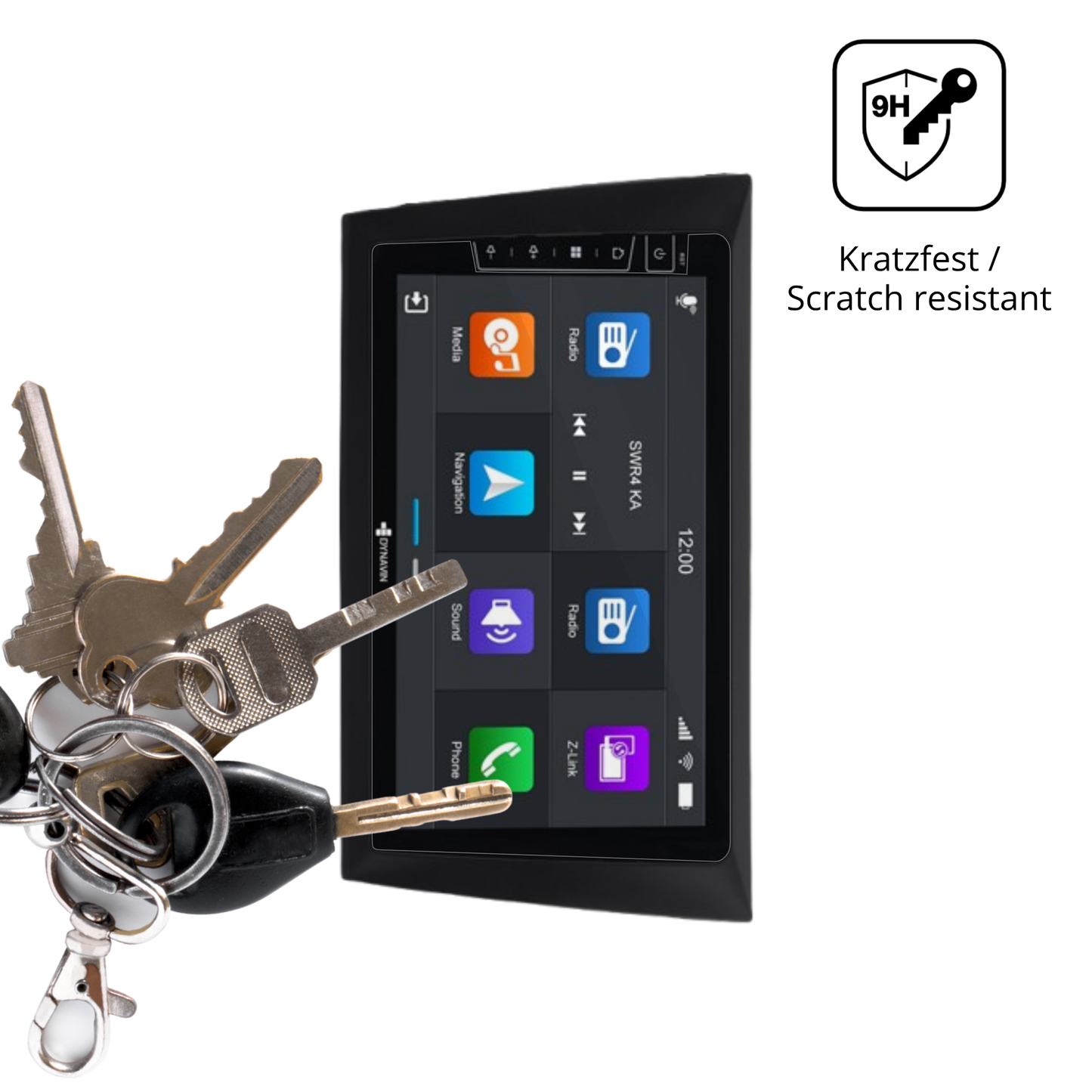 dipos Displayschutz für Dynavin D8-DF31 9 Zoll, transparente Oberfläche, perfekte Passform auch für die Rundungen