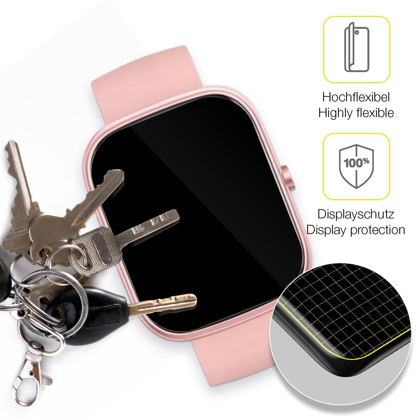 dipos Displayschutz für Dyurwa T60 1.91 Zoll, transparente Oberfläche, geringe Dicke und perfekte Passform