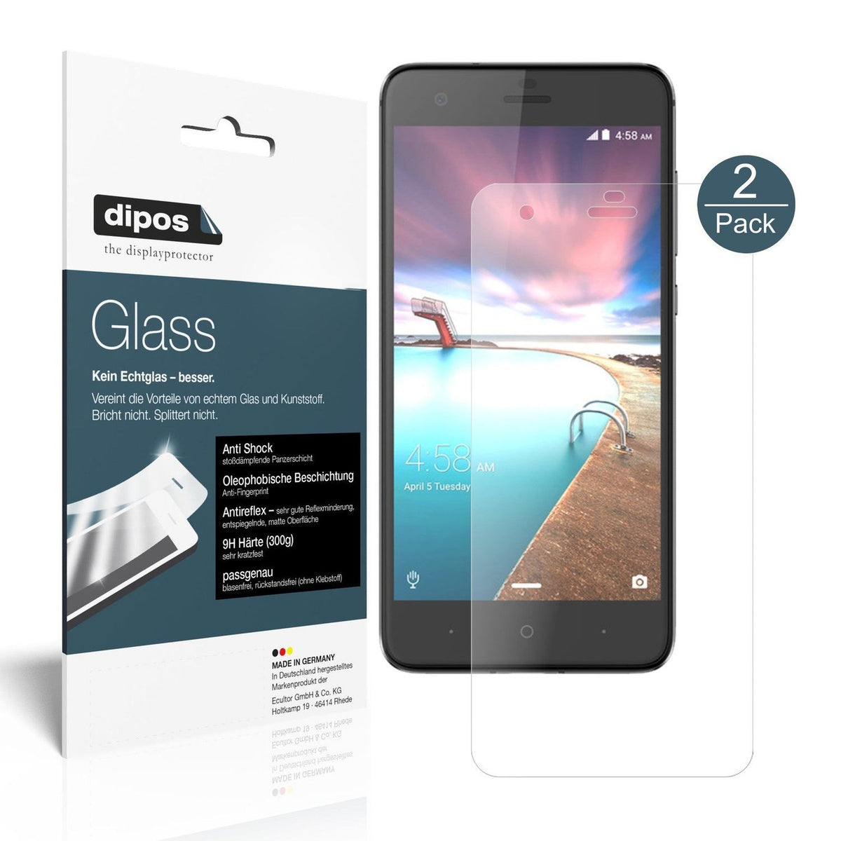 2x 9H Matte Screen Protector for ZTE Hawkeye – Anti-Glare, Shatterproof | dipos