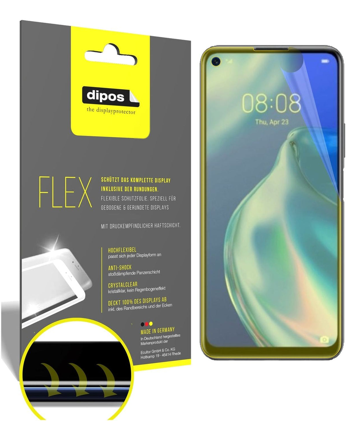 2x Screen Protector for Honor 30S Protective Film covers 100% dipos Flex