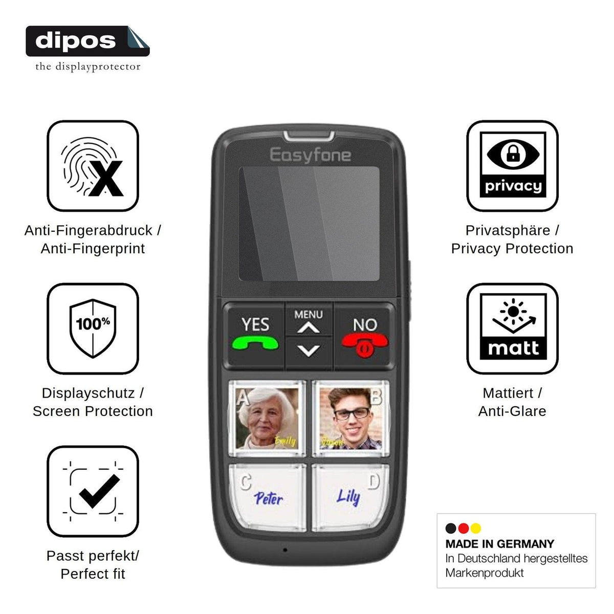 Screen Protector for Easyfone T6 4G Privacy Filter 4-Way Protection dipos