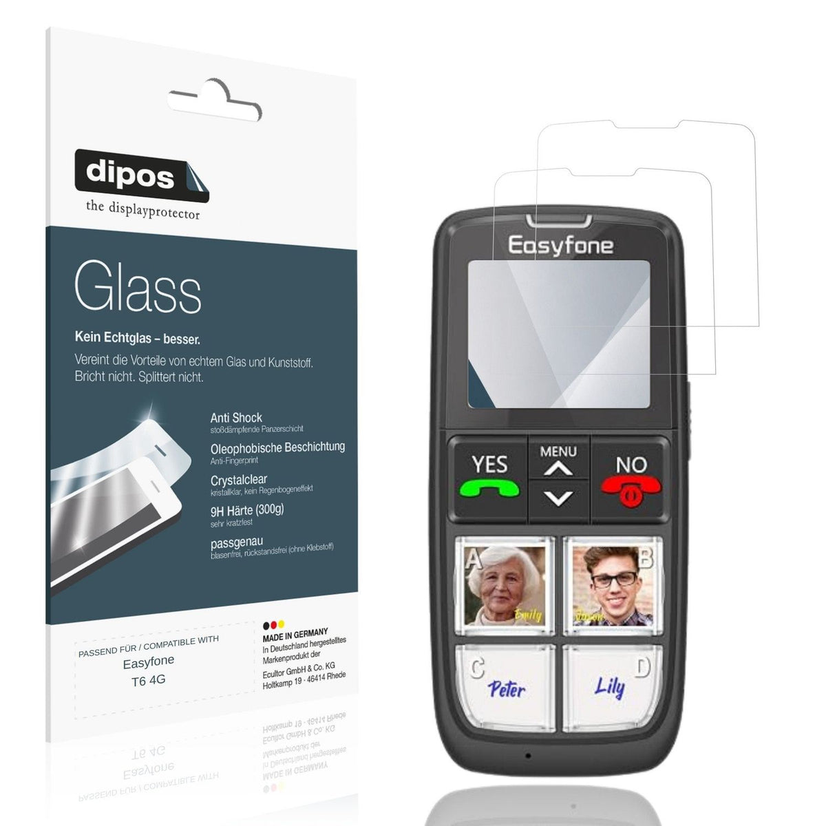 2x Screen Protector for Easyfone T6 4G Flexible Glass 9H dipos
