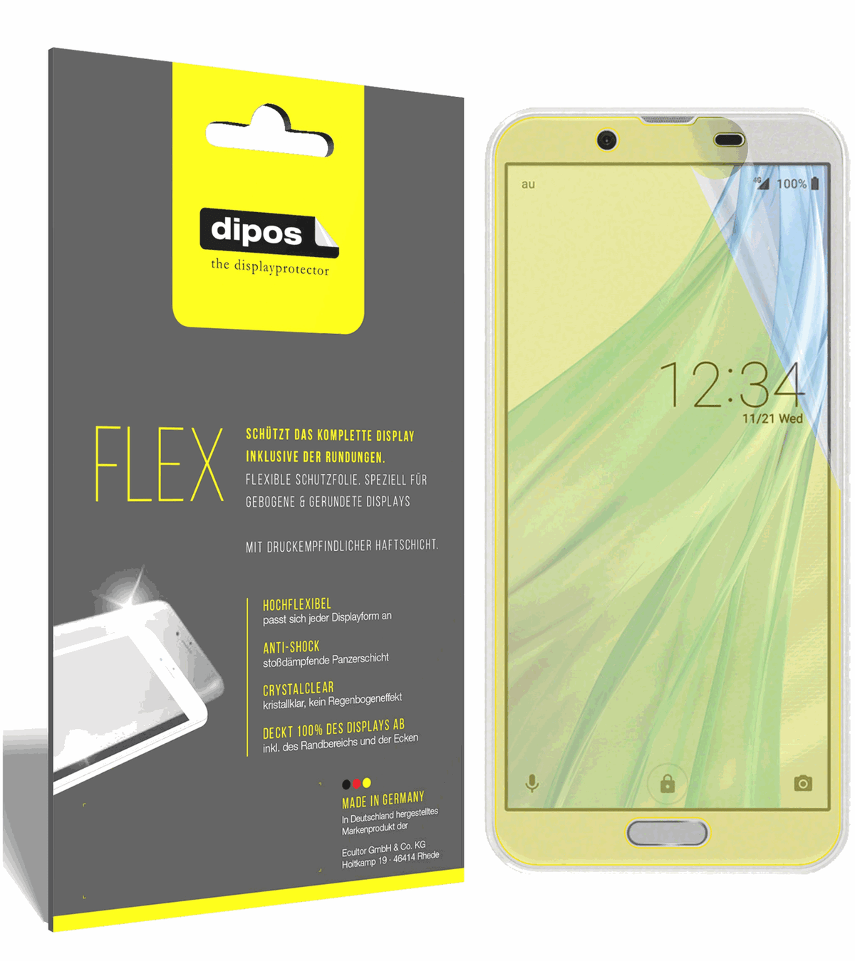 3x Full Cover Screen Protector for Sharp Aquos Sense2 – Covers Curved Edges | dipos