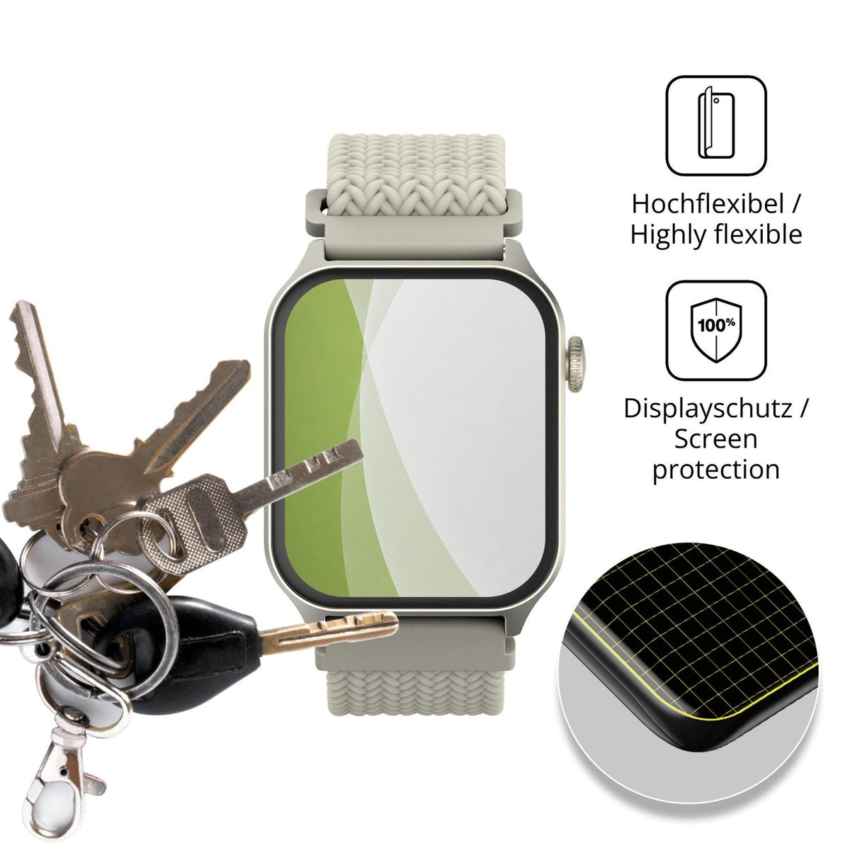 dipos Displayschutz für ECHO Rainbow Mesh Z194, transparente Oberfläche, perfekte Passform auch für die Rundungen
