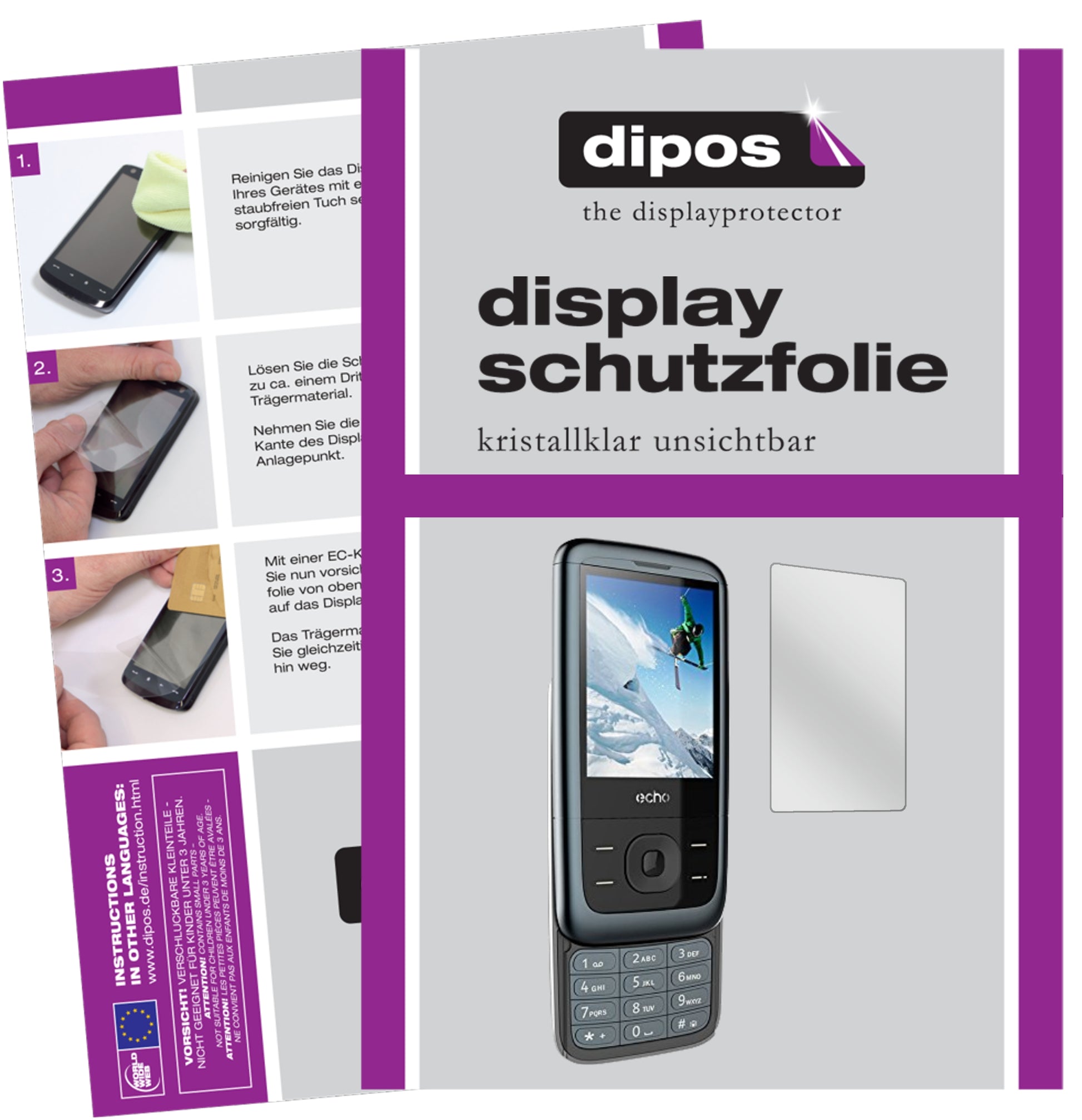 Kristallklare, dünne Schutzfolie: Kratzfest & passgenau für ECHO-SLIDEBA Slide 2,4 Zoll