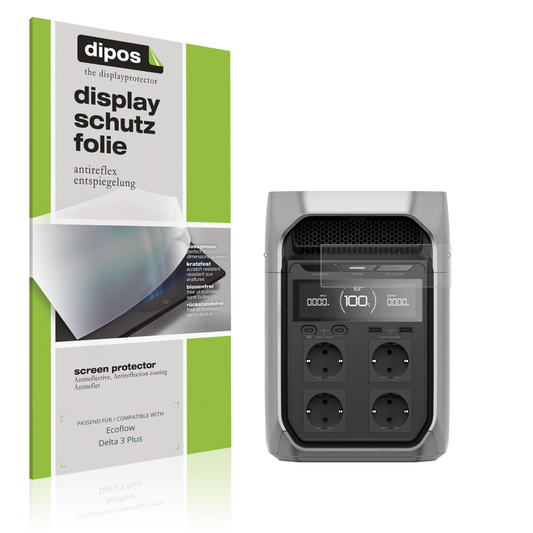 Matte Displayschutzfolie von dipos passend für Ecoflow Delta 3 Plus, präziser Zuschnitt und blasenfrei montiert