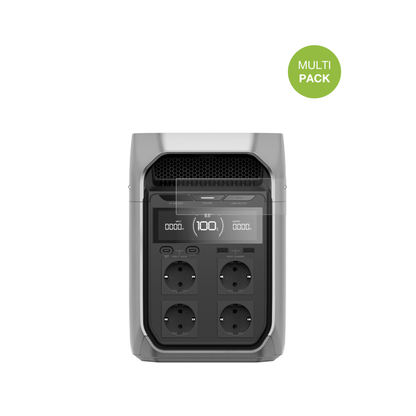 EcoflowDelta 3 Plus mit aufgebrachter dipos Displayschutzfolie, die lästige Fingerabdrücke minimiert