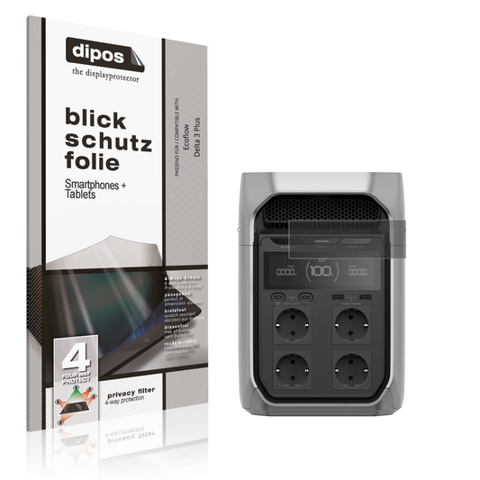 Blickschutzfolie von dipos passend für Ecoflow Delta 3 Plus, präziser Zuschnitt und blasenfrei montiert