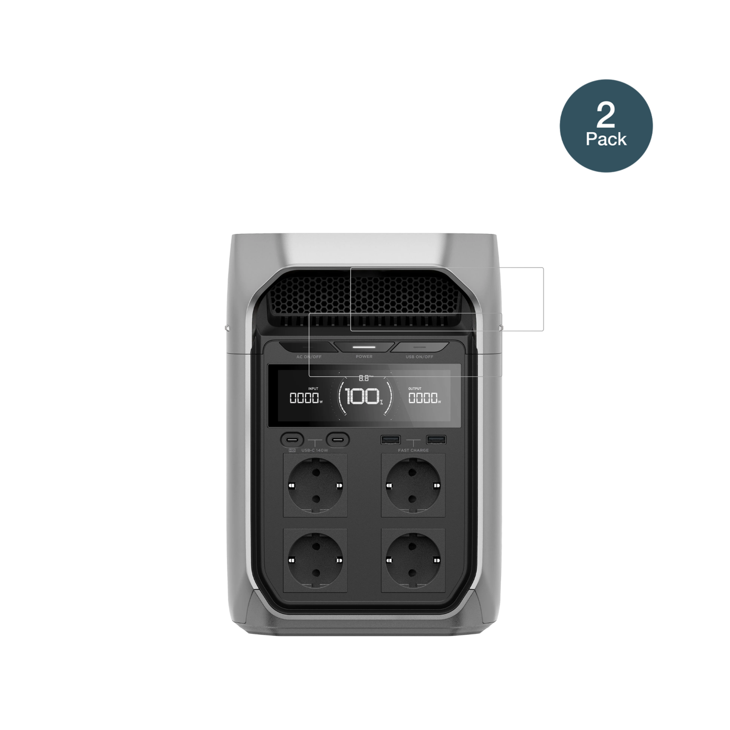EcoflowDelta 3 Plus mit aufgebrachter dipos Flex Schutzfolie, glasklare Darstellung ohne Einschränkungen