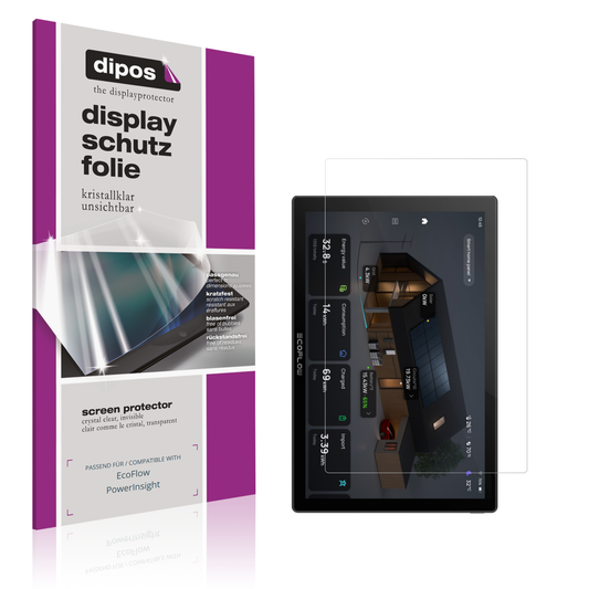 Klare Displayschutzfolie von dipos passend für ecoflowpowerinsight, präziser Zuschnitt und blasenfrei montiert