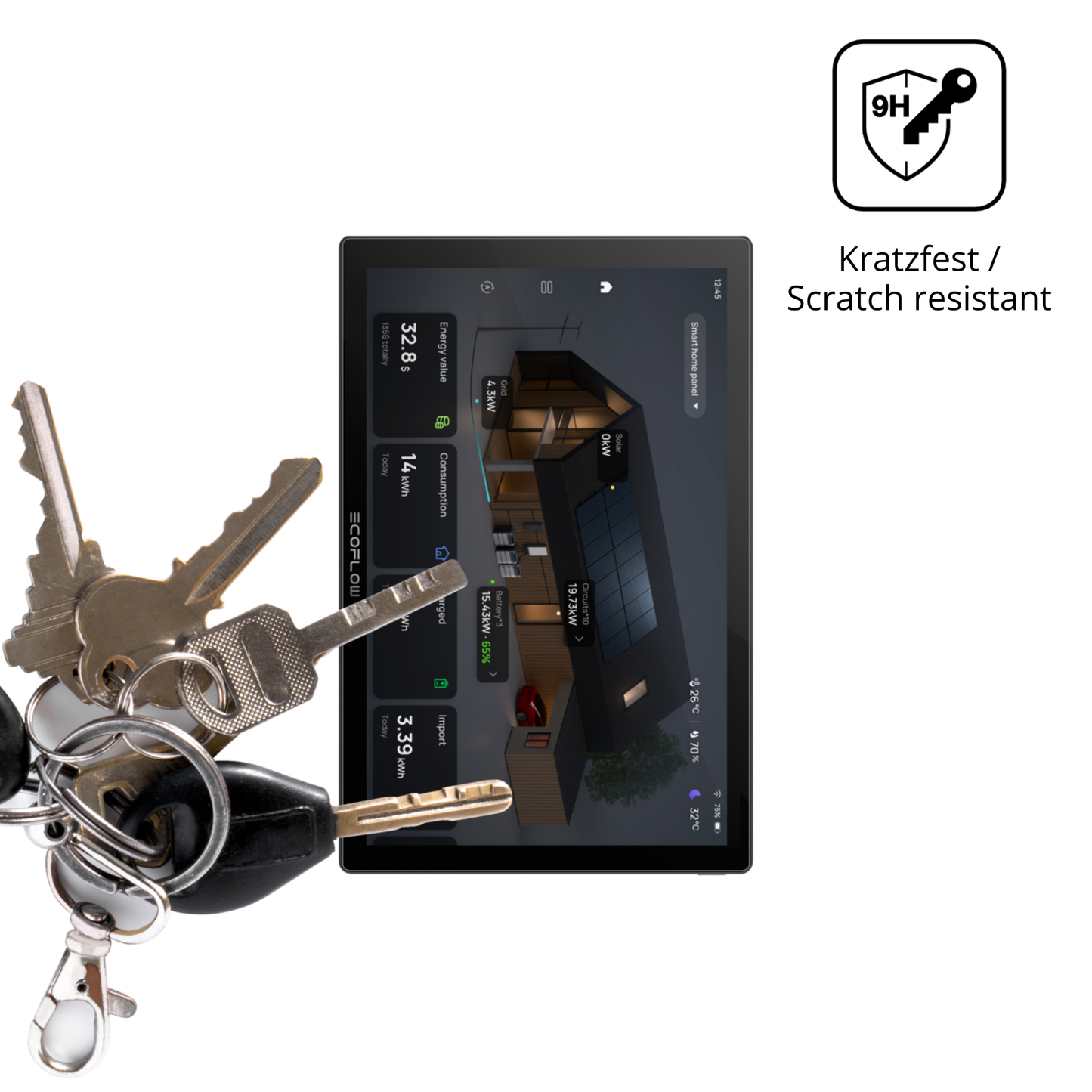dipos Displayschutz für ecoflowpowerinsight, transparente Oberfläche, perfekte Passform auch für die Rundungen