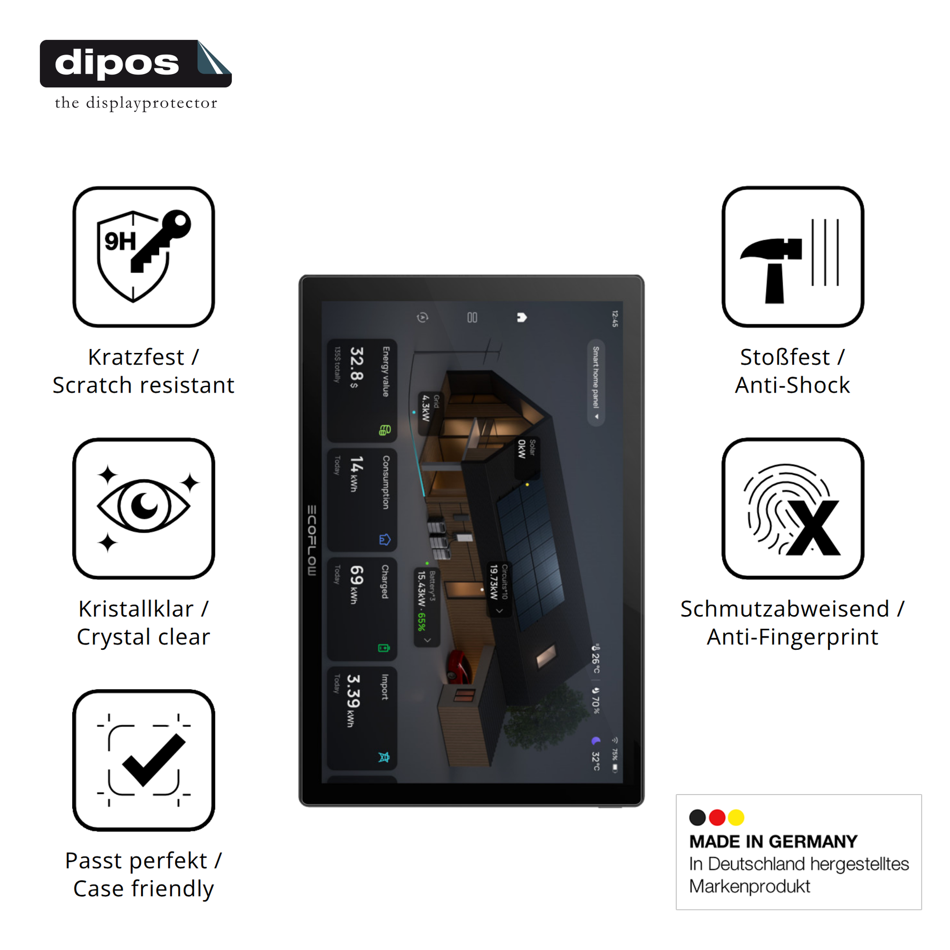 Displayschutz hergestellt in Deutschland, höchste Qualität made in Germany