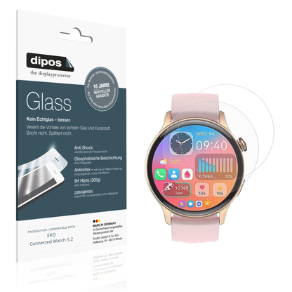 Matte Displayschutzfolie von dipos passend für EKO Connected Watch 5.2, 9H kratzfest und blasenfrei montiert