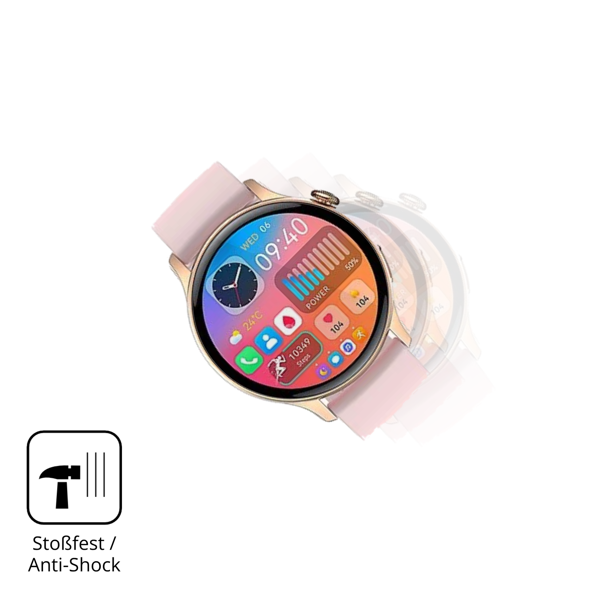 Schutz gegen Kratzer auf dem EKO Connected Watch 5.2 Glas durch Schlüssel, Stöße gegen die Tischkante oder Stürze
