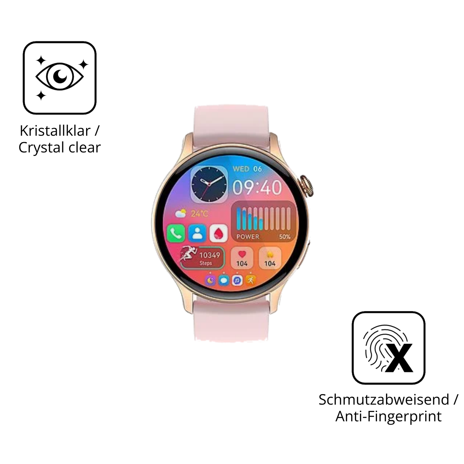 Flexible TPU-Folie passend zugeschnitten für EKO Connected Watch 5.2, vollständige Abdeckung
