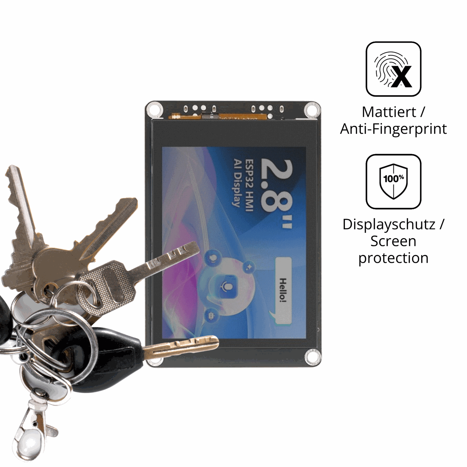 dipos Displayschutz für Elecrow CrowPanel 2.8 Zoll, mattierte Oberfläche, Blickschutzfilter und perfekter Passform