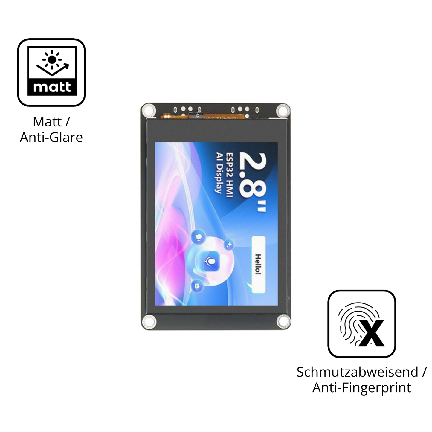 9H Hartbeschichtete, flexible Folie passend zugeschnitten für Elecrow CrowPanel 2.8 Zoll