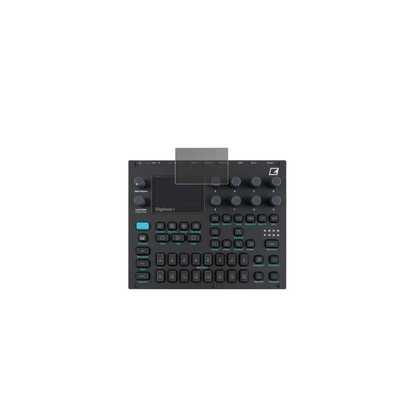 ElektronDigitone mit aufgebrachtem dipos Displayschutz, der seitliche Einblicke blockiert