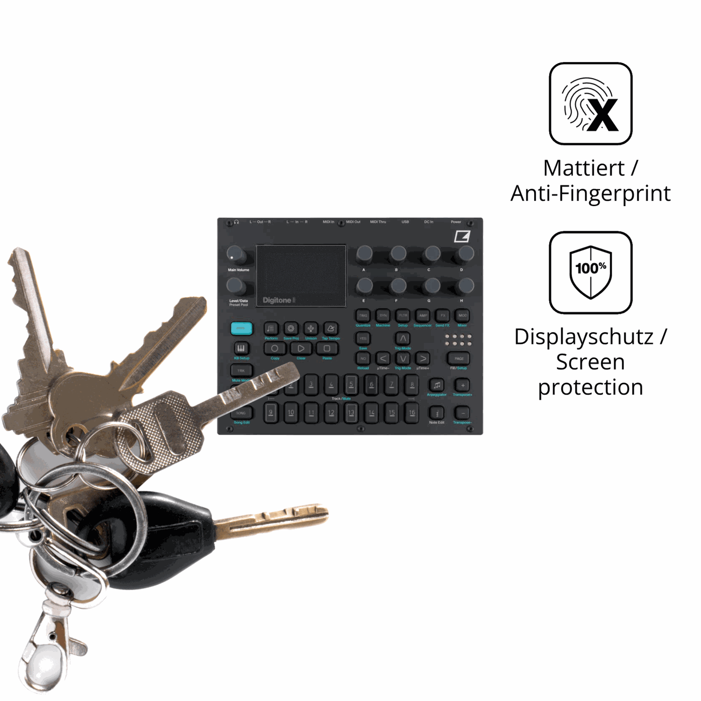 dipos Displayschutz für Elektron Digitone, mattierte Oberfläche, Blickschutzfilter und perfekter Passform