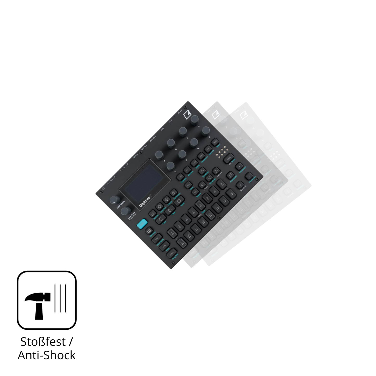 Schutz gegen Kratzer auf dem Elektron Digitone Glas durch Schlüssel, Stöße gegen die Tischkante oder Stürze