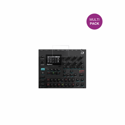 ElektronDigitone II mit aufgebrachter dipos Displayschutzfolie, glasklare Darstellung ohne Einschränkungen