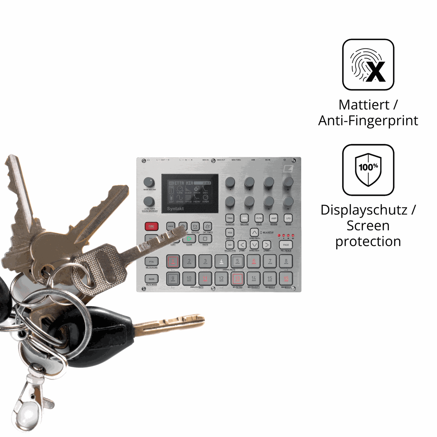 dipos Displayschutz für Elektron Syntakt E25, mattierte Oberfläche, Blickschutzfilter und perfekter Passform