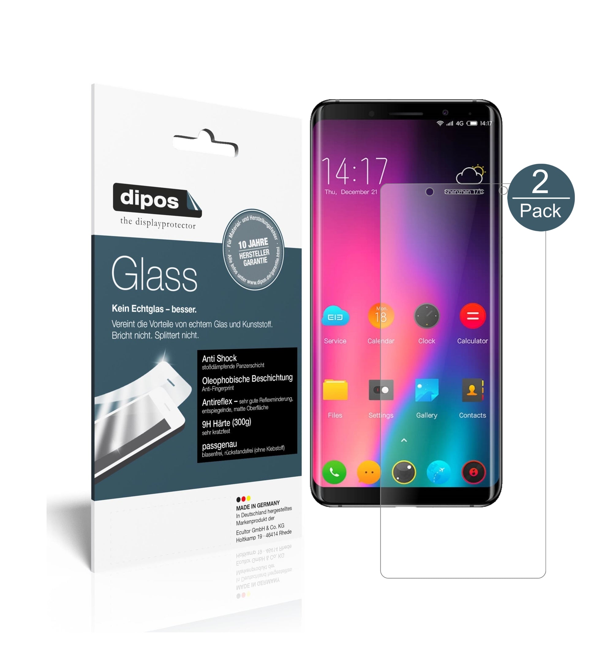 Mattes Panzerglas: Schutz vor Brüchen, Fingerabdrücken und Bildschirmblendung für Elephone-U Pro