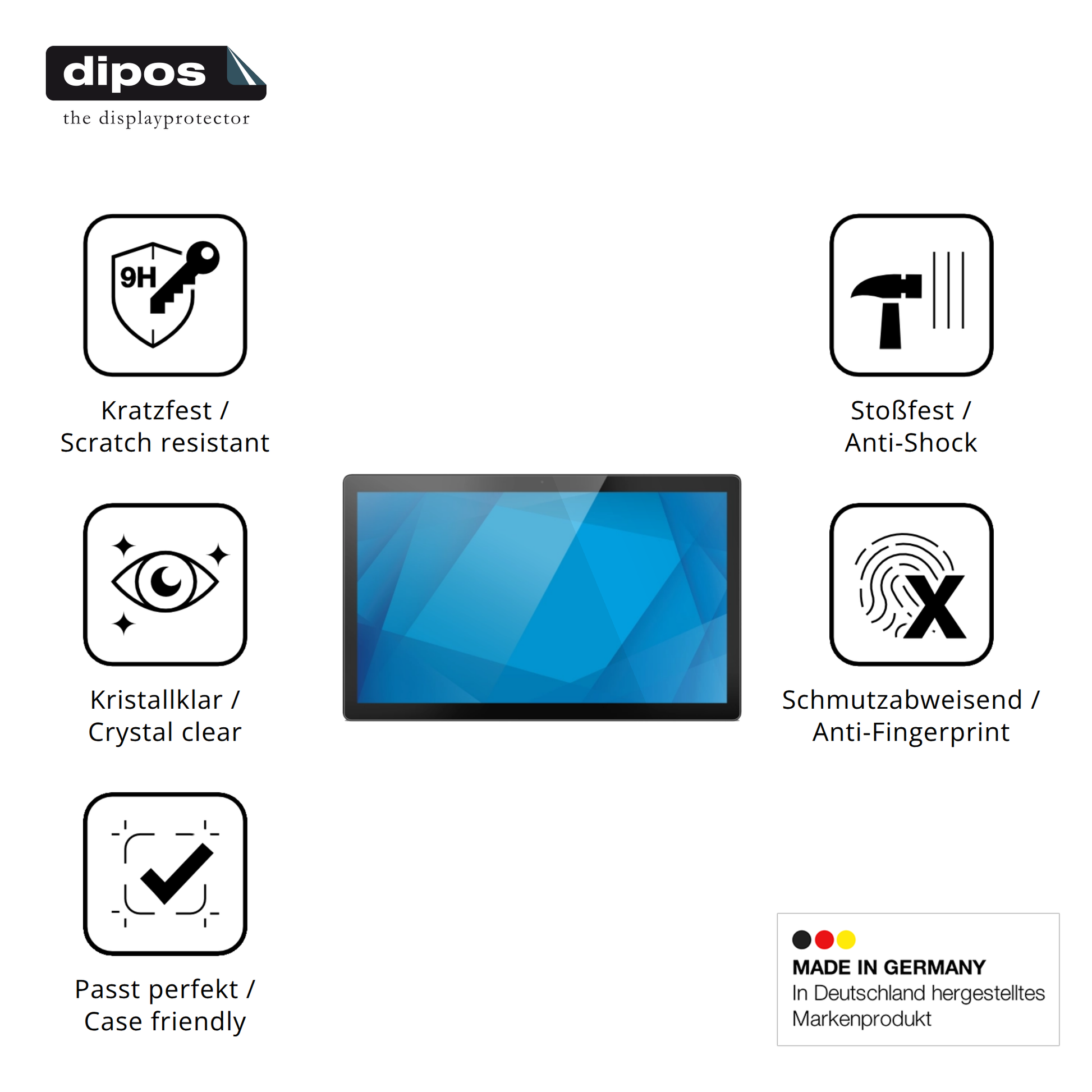Displayschutz hergestellt in Deutschland, höchste Qualität made in Germany