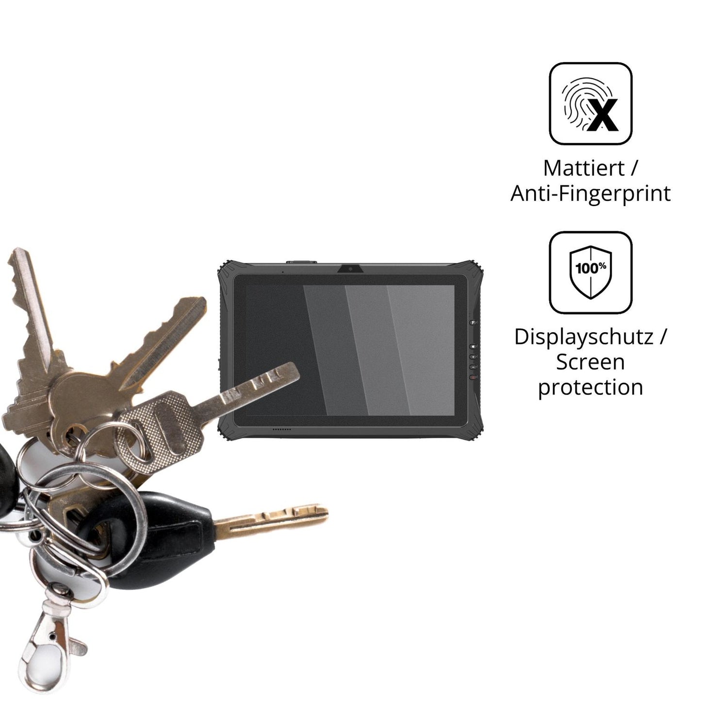 dipos Displayschutz für Emdoor EM-I20L, mattierte Oberfläche, Blickschutzfilter und perfekter Passform