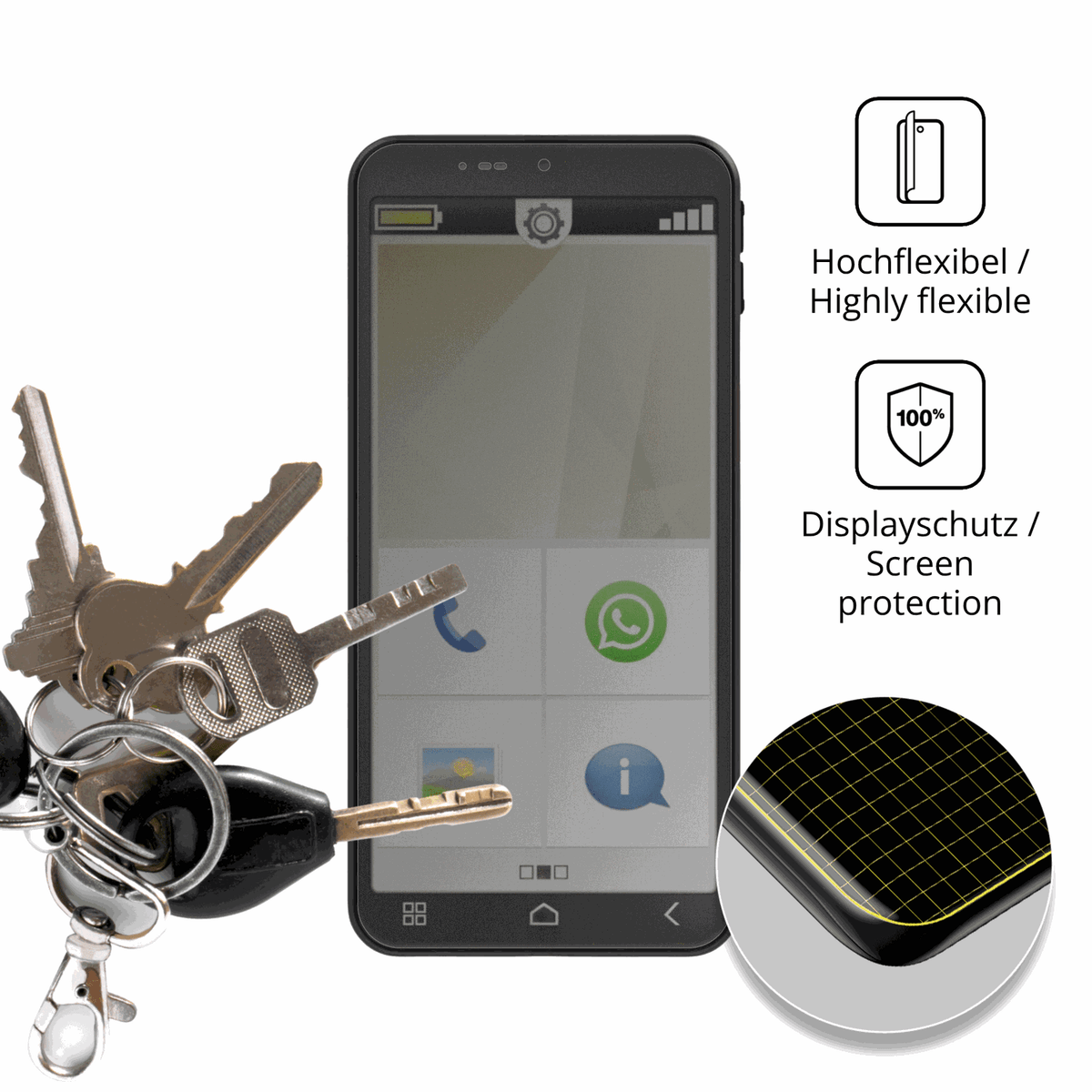 dipos Displayschutz f�r Emporia Smart 7 Mini, mit Blickschutzfilter und perfekter Passform auch f�r die Rundungen