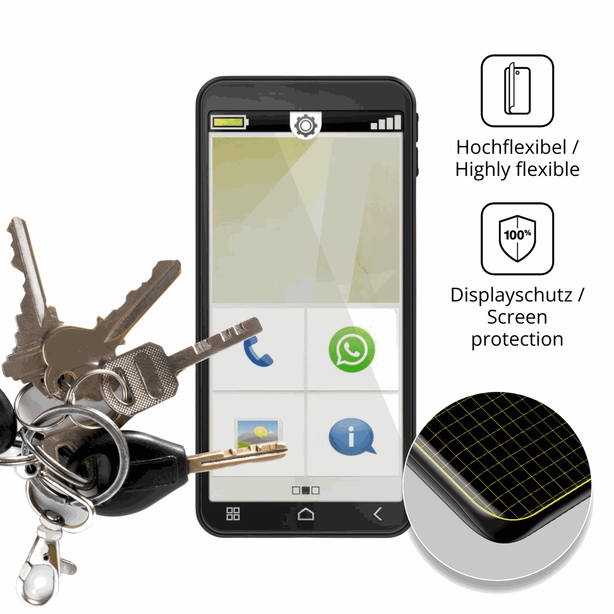 dipos Displayschutz f�r Emporia Smart 7 Mini, transparente Oberfl�che, geringe Dicke und perfekte Passform