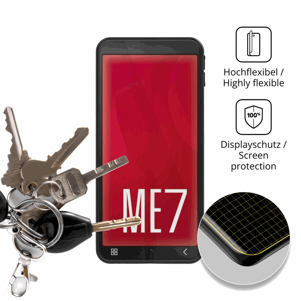 dipos Displayschutz f�r Emporia Smart ME 7, transparente Oberfl�che, geringe Dicke und perfekte Passform
