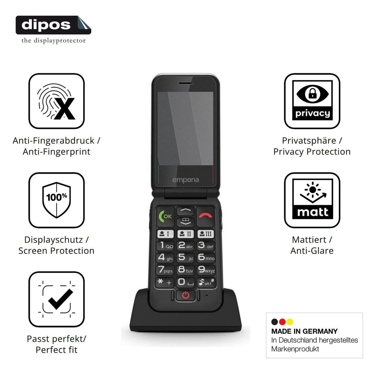 Screen Protector for Emporia Joy LTE Privacy Filter 4-Way Protection dipos