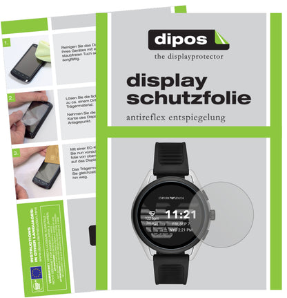 Matte Displayschutzfolie von dipos passend für Emporio Armani Smartwatch 3, präziser Zuschnitt und blasenfrei montiert